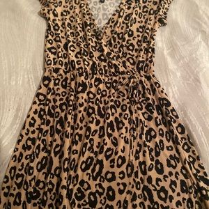 V neck Cheetah print mini dress